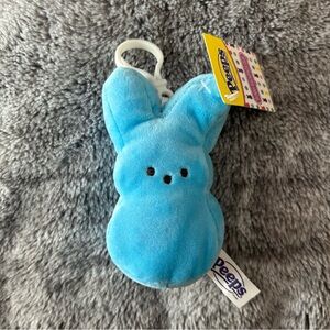 PEEPS Plush 💙🐰 BLUE Marshmallow Bunny Clip Hanger Keychain 4" Easter Toy